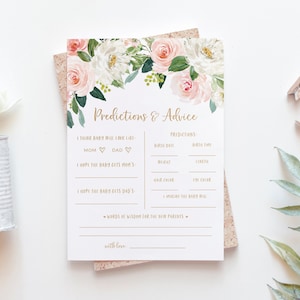Baby Guesses Game Card - afdrukbare babyvoorspellingen - voorspellingen en advieskaart babyshower downloaden - roze babyshoweractiviteiten