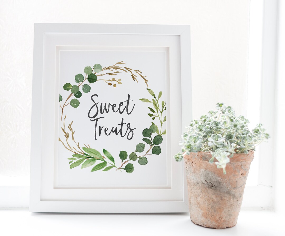 Sweet Treats Printable Sign - Greenery Baby Shower Decor - Sweets Table ...