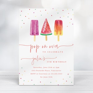 Popsicle Party Einladung - Popsicle Party Einladung - Popsicle Party Einladung - Printable Invite - Sommer Eis am Stiel Geburtstagsparty Invite - Bunt