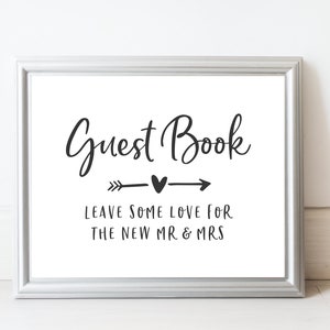 Guest Book Sign - Guest Book Printable - Leave Some Love Wedding Sign - Black and White Wedding Sign - Guest Book Table Sign - Printable