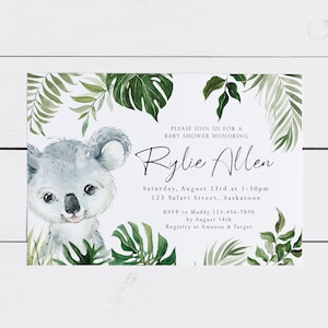 Koala Baby Shower Invitation - Digital Baby Shower Invitation - Koala Theme Invitations - Koala Party Invites - Australian Animals Theme