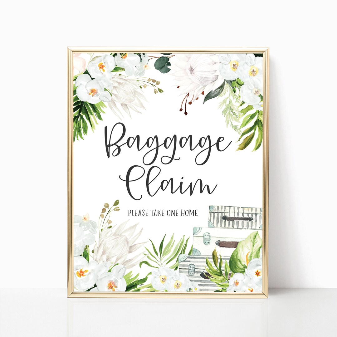 Travel Bridal Shower Theme Decorations Baggage Claim Favor Sign Bridal