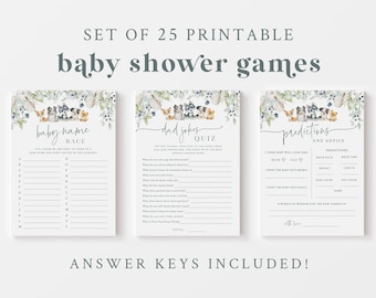 Puppy Baby Shower Game Bundle - Set of 25 Printable Games & Activities - Dog Themed Baby Shower Games - Blue Boys Baby Shower Game Package