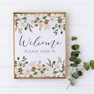 Please Sign In Sign - Welcome Sign - Baby Shower Guest Book Sign - Magnolia and Blush Baby Shower Decor - Party Welcome Sign - Girl Shower