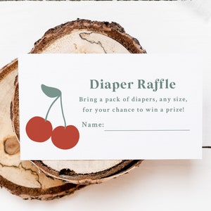 Cherry baby shower luier loterijkaarten - afdrukbare luier loterij ticket inserts - Little Cutie Pie babyshower - Sweet as Pie babyshower