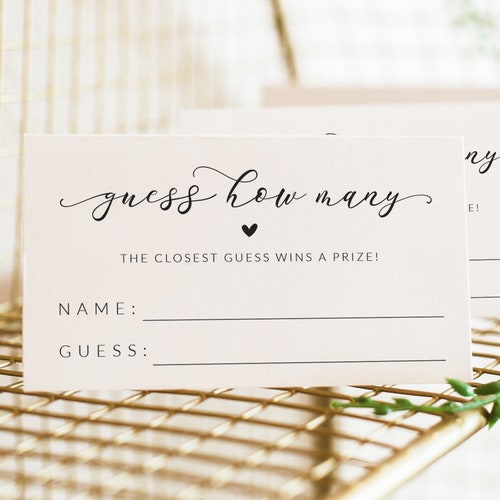 Guessing Game Cards Printable Guess Cards Guess How Many Etsy