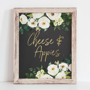 Wine and Cheese Party Decor - Cheese and Appies Sign - Greenery Party Sign - Wine Event Decor - Wine and Cheese Bachelorette Party Decor