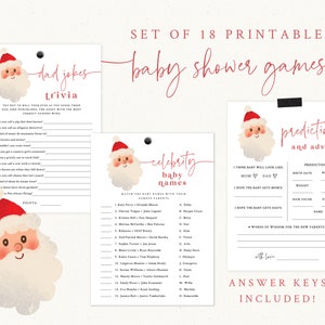 Santa Baby Shower Game Bundle - Set of 18 Printable Games - Winter Baby Shower Games Package - Christmas Merry Little Baby Shower Games