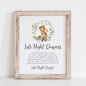 Late Night Windeln Schild - Bären Themen Babyparty Dekoration - Wir können Bärenbaby-Dusche-Dekor warten - Windel-Nachrichten - Late Night Doody
