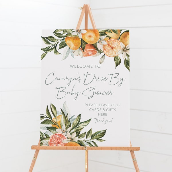 Drive Through Baby Shower Welcome Poster - Citrus Themed Baby Shower - Social Distancing Baby Shower Sign - Drive By Baby Shower Welcome