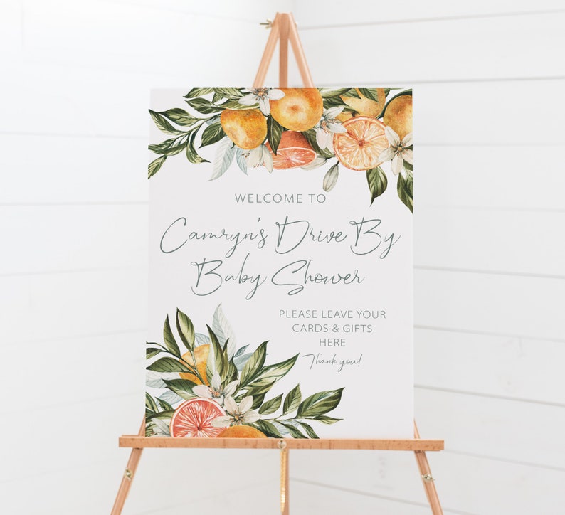 Drive Through Baby Shower Poster Citrus Themed Baby Etsy