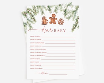 Gingerbread Baby Shower - Printable Dear Baby Cards - Wishes for Baby Activity - Winter Baby Shower Game - December Baby Shower Baby Wishes