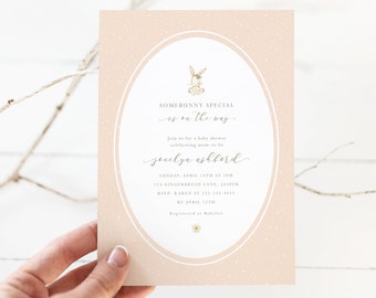 Bunny Rabbit Baby Shower Invite - Girls Bunny Baby Shower Invitation Printable - Somebunny Special Party Invitation - Spring Baby Shower