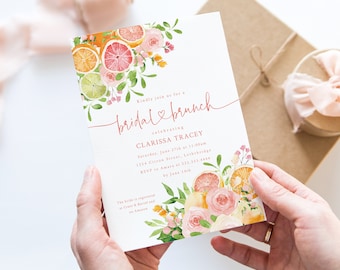 Citrus Themed Bridal Brunch Printable Invitation - Summer Fruit Theme Bridal Shower Invite - Orange Themed Bridal Shower Digital Invitation