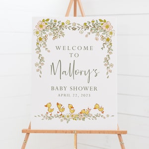 Duckling Baby Shower Welcome Sign - Printable Welcome Poster - Duck Themed Baby Shower - Spring Baby Shower Welcome - Rubber Ducky Theme