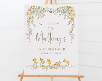Duckling Baby Shower Welcome Sign - Printable Welcome Poster - Duck Themed Baby Shower - Spring Baby Shower Welcome - Rubber Ducky Theme