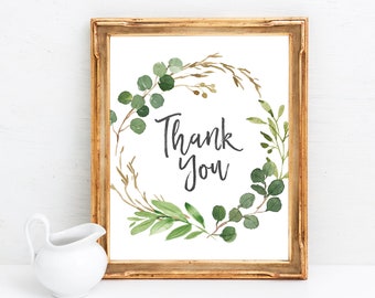 Thank You Favor Sign Printable - Greenery Baby Shower Sign - Baby Shower Favors Sign - Botanical Baby Shower Decorations - Thank You Sign