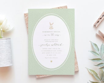 Bunny Baby Shower Invitation - Spring Rabbit Baby Shower Invite - Somebunny Special is on the Way Printable Invitation - Gender Neutral