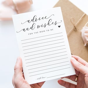 Consejos y deseos para la futura mamá: tarjetas de consejos imprimibles para baby shower: baby shower neutro en blanco y negro: deseos para el bebé