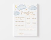 Baby Predictions and Advice - Over the Moon Boys Baby Shower - Printable 5x7 Prediction Cards - Twinkle Twinkle Little Star Baby Shower