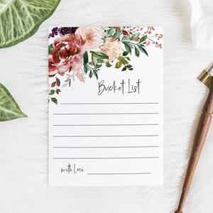 Kaart met ideeën voor bruiloftsbucketlist - deel je ideeën voor je bucketlist - afdrukbare verjaardagskaarten met bucketlist - winter vijgenfeestdecoraties