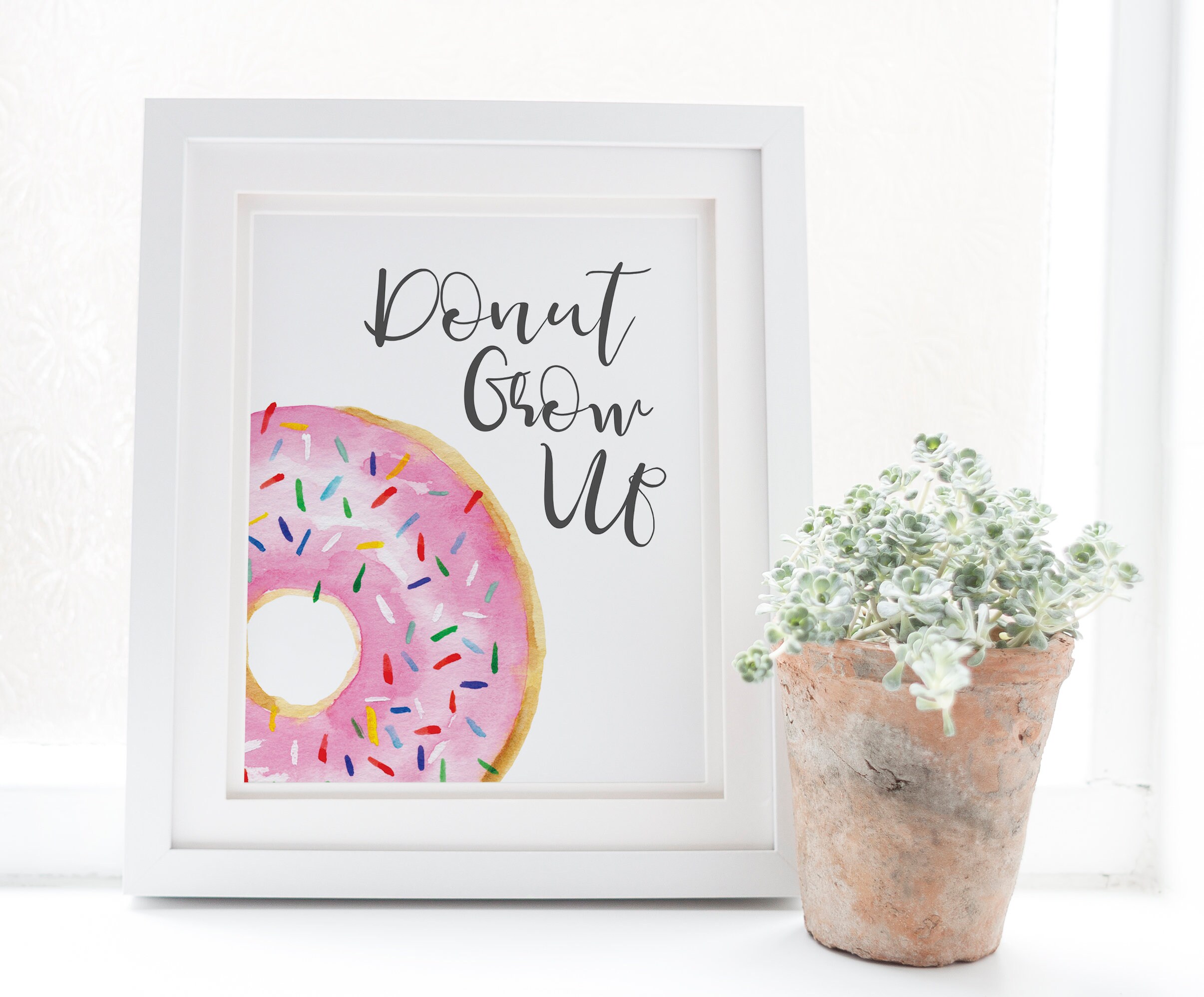 Donut Party Sign - Donut Grow up Printable - Pink Donut Decor - Donut ...