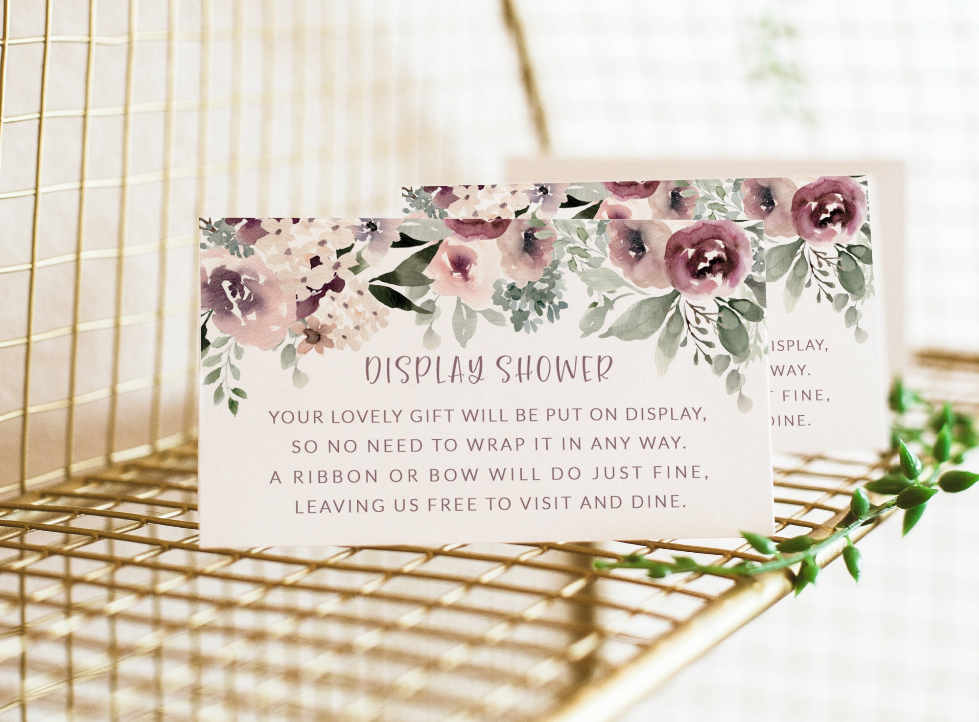 Display Shower Insert Card Printable - Girls Purple Floral Display ...