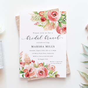 Strawberry Themed Bridal Brunch Party Invites - Berry Bridal Shower Invitation - Summer Bridal Shower Printable Invite - Strawberry Party