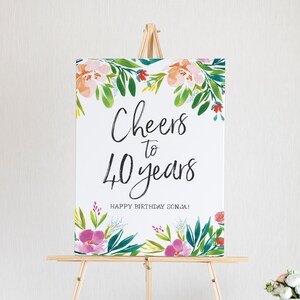 Cheers to 40 Years Sign - 40th Birthday Sign - 40th Birthday Decor - 40 Birthday Decorations - 40 and Fabulous - Custom Birthday Sign