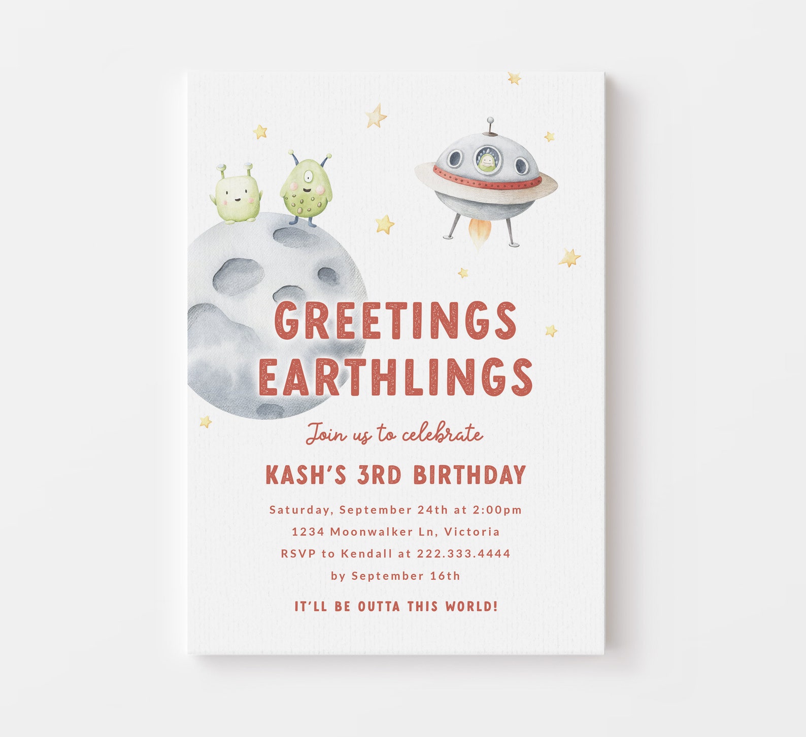 Alien Birthday Party Invitation Printable UFO Birthday - Etsy