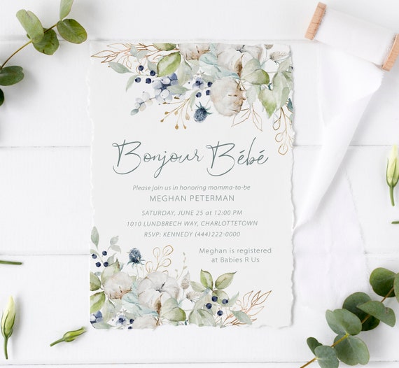 Bonjour Bebe Baby Shower Invitation French Market Baby Etsy