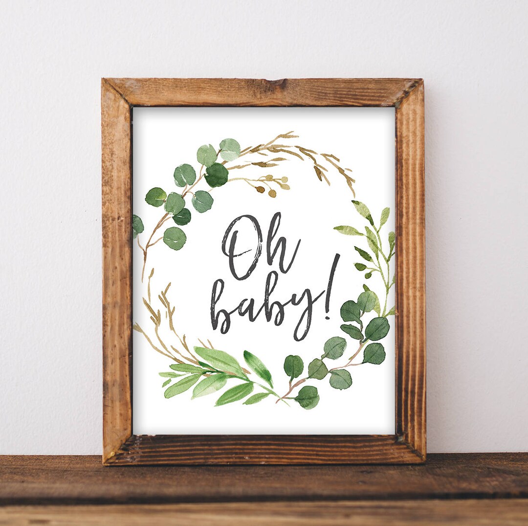 Greenery Oh Baby Sign - Oh Baby Shower Decor - Greenery Baby Shower ...