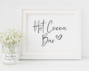 Hot Cocoa Bar - Placa de barra de chocolate quente - Placa de carrinho de chocolate quente - Decoração de festa de inverno - Estação de bebidas para festa - Sinalização de estação de bebidas para festa