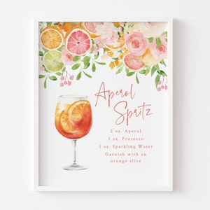 Aperol Spritz Bar Sign - Citrus Themed Bridal Shower - Printable 8x10 Sign - Aperol Spritz Cocktail Sign - Main Squeeze Bridal Shower