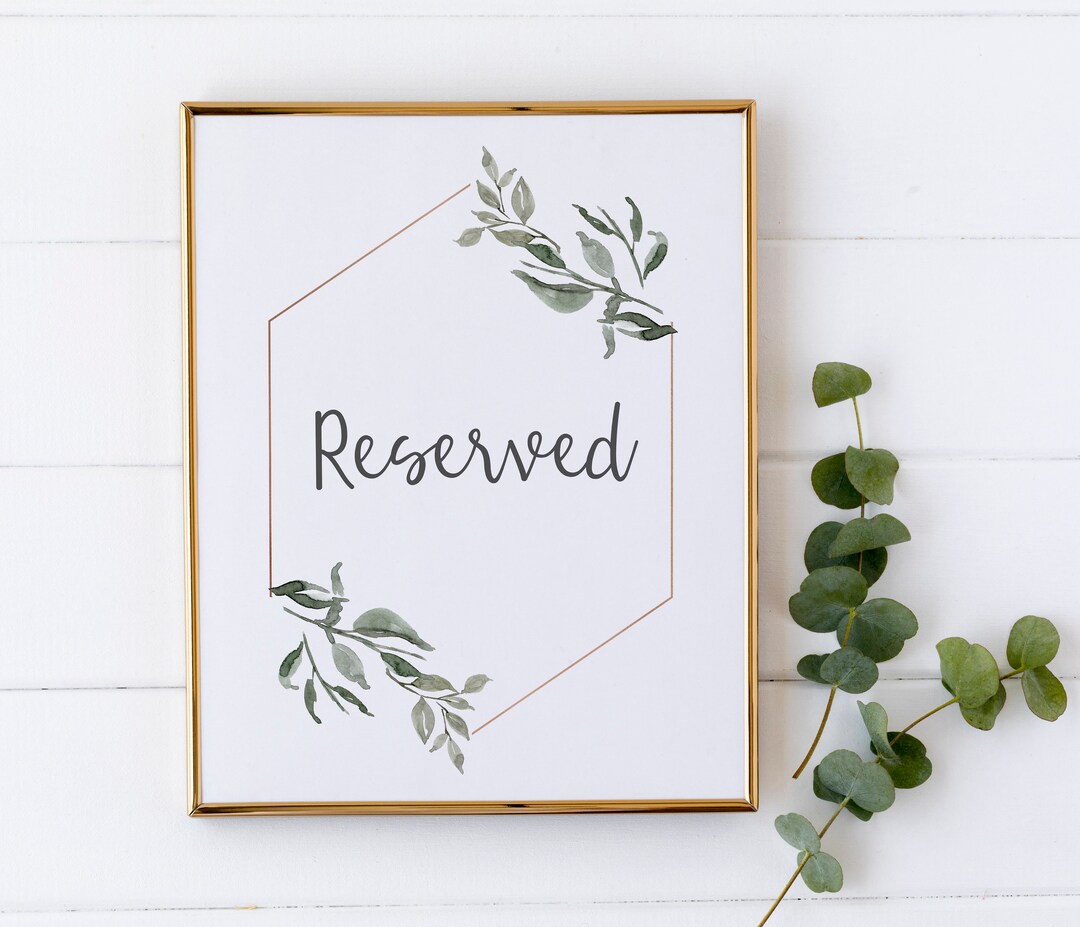Reserved Sign - Greenery and Rose Gold Signage - Wedding Reserved ...