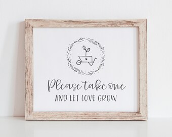 Let Love Grow Sign - Let Love Grow Favors Printable - Seed Favors Sign - Plant Favors Printable - Let Love Grow Bridal Shower Decorations