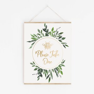 Green and Gold Bee Baby Shower Signage - Please Take One Sign - Favor Table Sign - Baby Shower Favor Sign - Gender Neutral Baby Shower Decor