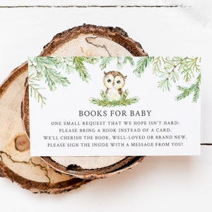 Owl Books for Baby Cards - 3.5&quot; x 2&quot; Printable Insert Cards