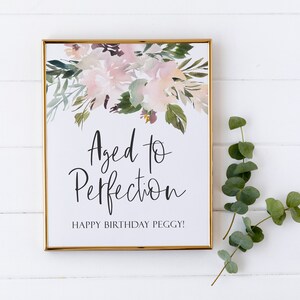 Aged to Perfection Birthday Party Sign - Mom Birthday Party Decor - Wine and Cheese Birthday - Birthday Welcome Sign - Grandma Birthday Sign