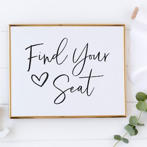 Find Your Seat Sign - Wedding Seating Chart Sign - Grey and White Wedding Signs - Minimalist Wedding Signs - Simple Wedding Signs