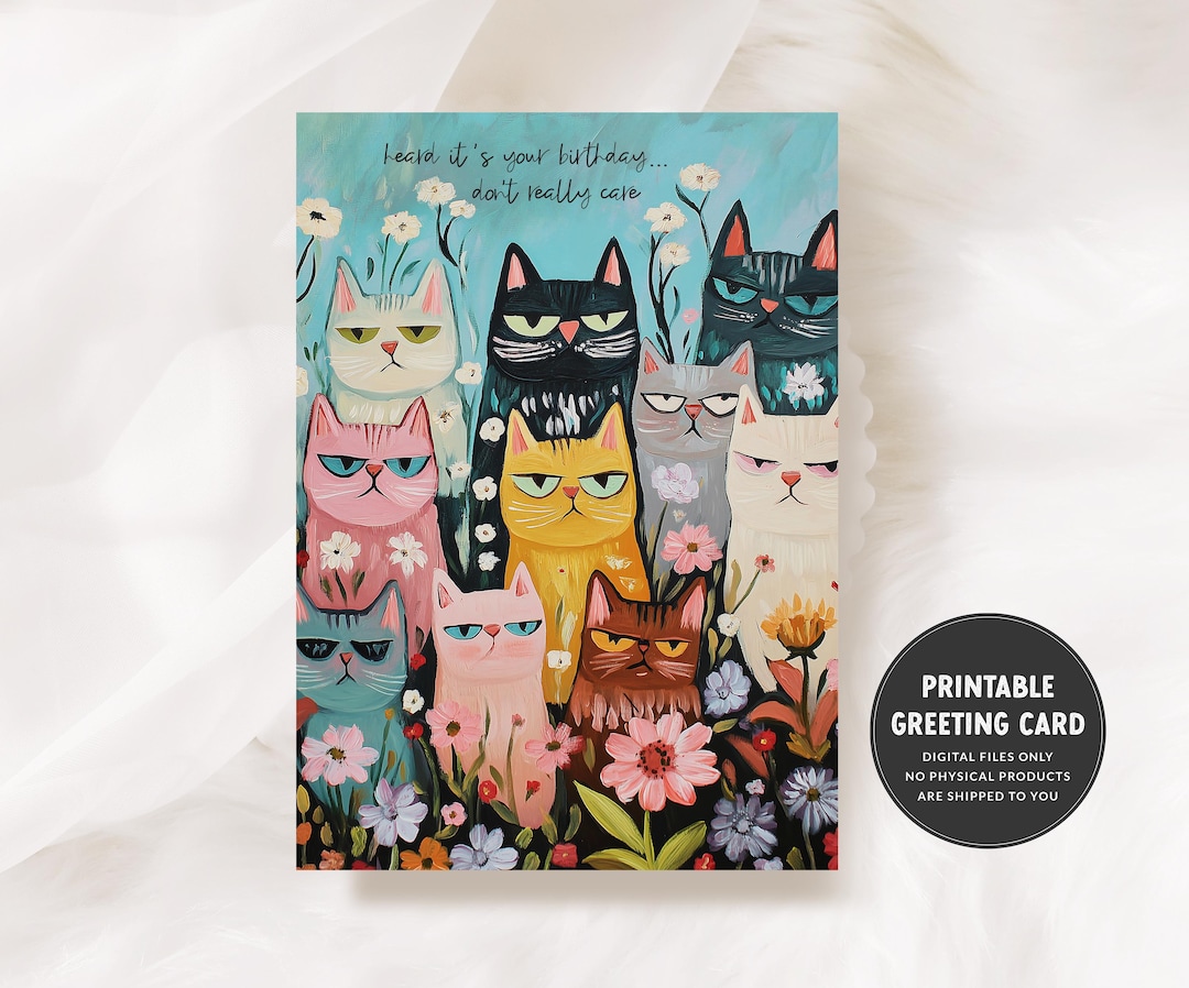Rude Birthday Card | Snarky Cat Greeting Card | Funny Insult Birthday ...