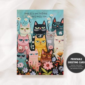 carte d'anniversaire grossière | Carte de voeux de chat sarcastique | Carte d'anniversaire drôle d'insulte | carte d'anniversaire meme chat | Cadeau pour amoureux des chats | Carte Chats jugeants