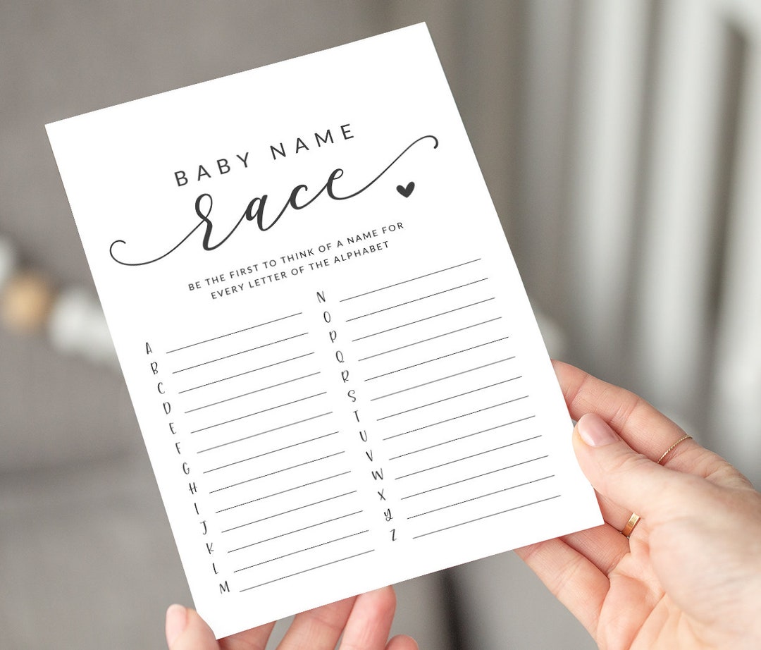 Baby Name Race Game - Baby Name Alphabet Game Printable - Baby Name A ...