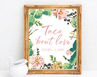 Taco Bout Love Sign - Taco Bout Love Bridal Shower Decor - Fiesta Bridal Shower Decor - Taco Bout Love Printable - Cactus Bridal Shower Sign