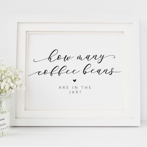 Signe de jeu de devinettes pour la douche nuptiale - combien de grains de café sont dans le pot - jeu de devinettes en grains de café - devinez combien de jeu - signe imprimable