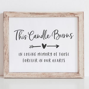 This Candle Burns in Loving Memory - Memorial Wedding Sign - Wedding Memorial Candle Printable - In Memory of Those Forever in Our Hearts