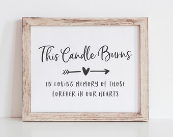 This Candle Burns in Loving Memory - Memorial Wedding Sign - Wedding Memorial Candle Printable - In Memory of Those Forever in Our Hearts
