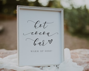 Placa de bar de chocolate quente - Placa de estação de chocolate quente - Placa de bar de chocolate quente para casamento no inverno - Placas de bar para casamento - Placas de estação de bebidas para festas