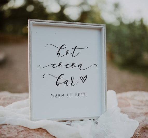 Hot Cocoa Bar Sign - Hot Chocolate Station Sign - Winter Wedding Hot Cocoa Bar Printable - Wedding Bar Signs - Party Drink Station Signage