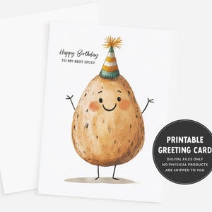Beste Freund-Geburtstags-Karte | Kartoffel Grußkarte | Punny Geburtstagskarte für Freund | Kartoffel Wortspiel | Herzlichen Glückwunsch zum Geburtstag an meine beste Spud